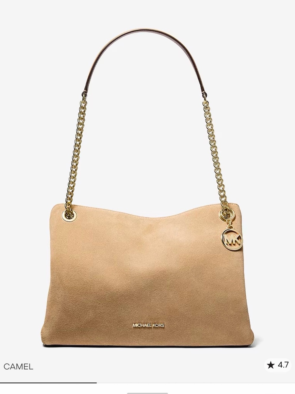 Michael Kors Camel Suede Shoulder Bag with Gold Chain